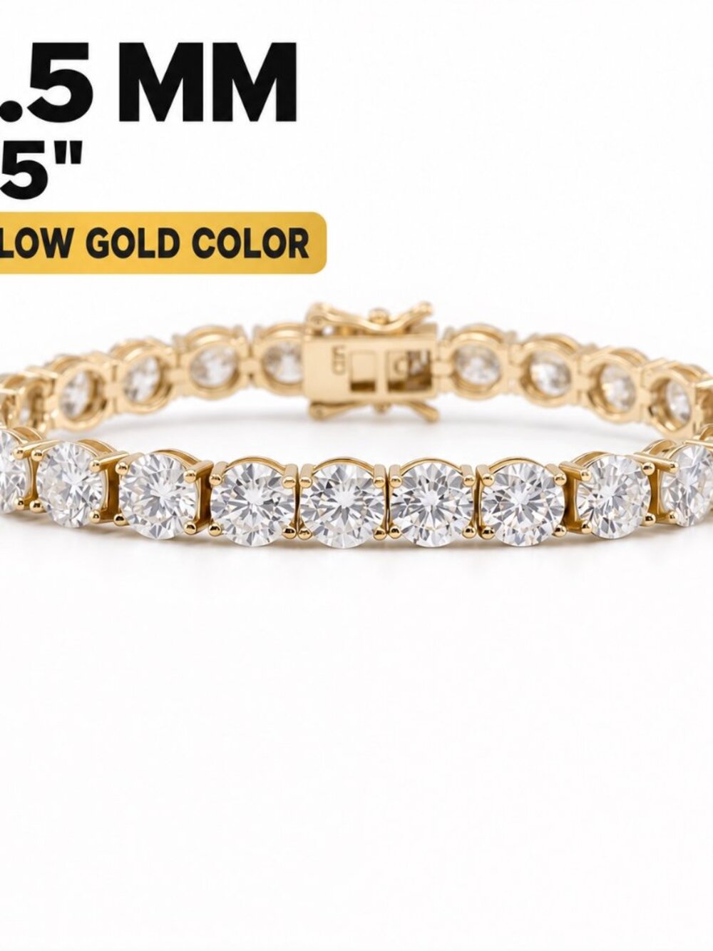 LEKANI 6.5mm Moissanite Tennis Bracelet S925 Gold 7.5 in